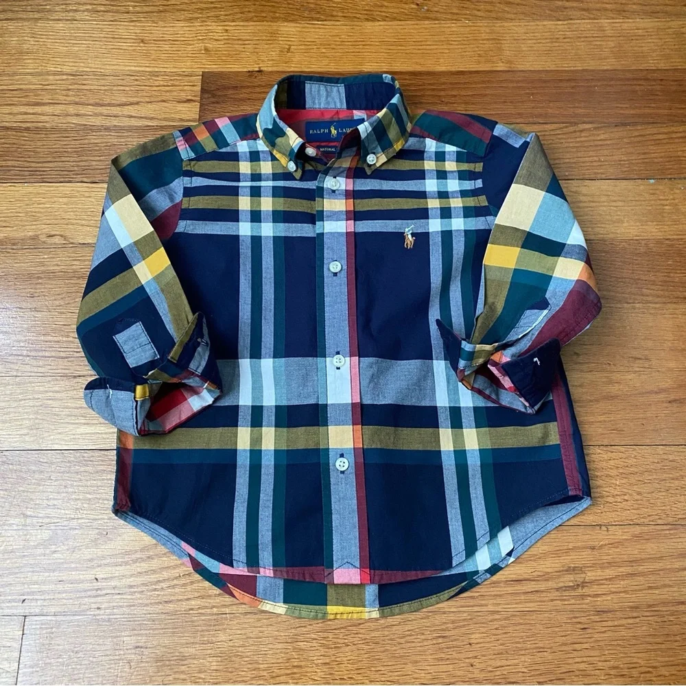 Ralph Lauren Classic Multicolor Plaid Shirt and Hampton Straight Denim Jeans Set